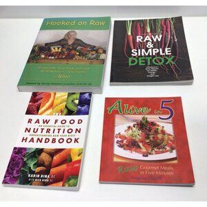Lot Of 4 Raw Eating Books Cookbooks Living Raw Nutrition Handbook Diet